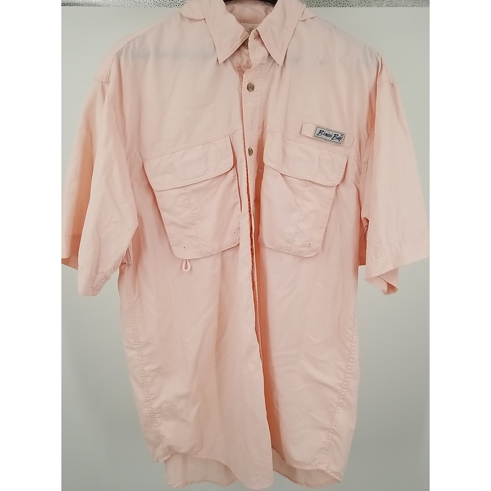 Bimini Bay Outfitters LTD Mens Short Sleeve Fishing Shirt Pink Medium Nylon‎